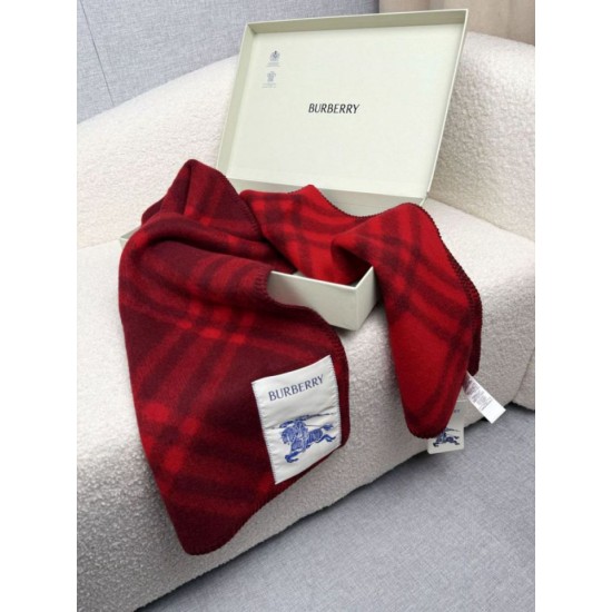 Premio Replica Sciarpa/coperta lana con motivo check Burberry etichetta equestre 30 x 180 Rosso Imitazioni False Online