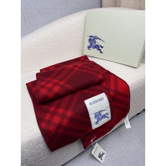 Premio Replica Sciarpa/coperta lana con motivo check Burberry etichetta equestre 30 x 180 Rosso Imitazioni False Online