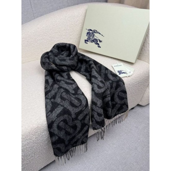 Premio Replica Sciarpa reversibile TB cashmere/lana con motivo a quadri Burberry 30 x 180 Nero/marrone Imitazioni False Online