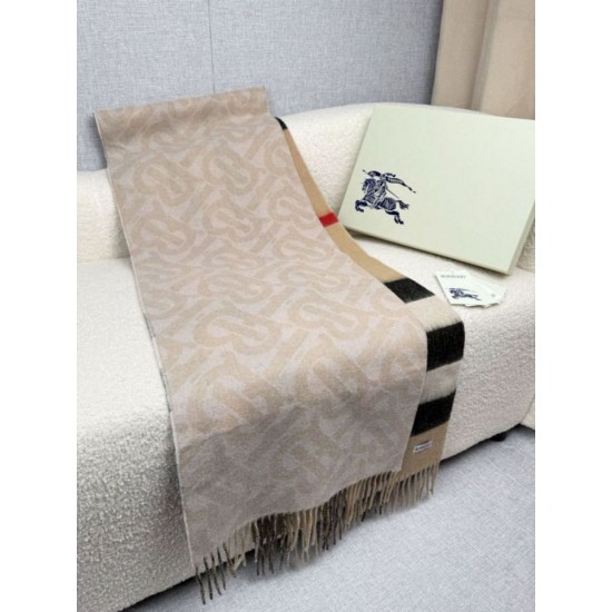 Premio Replica Sciarpa reversibile TB cashmere/lana con motivo a quadri Burberry 30 x 180 Beige/marrone Imitazioni False Online