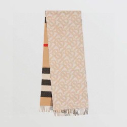 Premio Replica Sciarpa reversibile TB cashmere/lana con motivo a quadri Burberry 30 x 180 Beige/marrone Imitazioni False Online