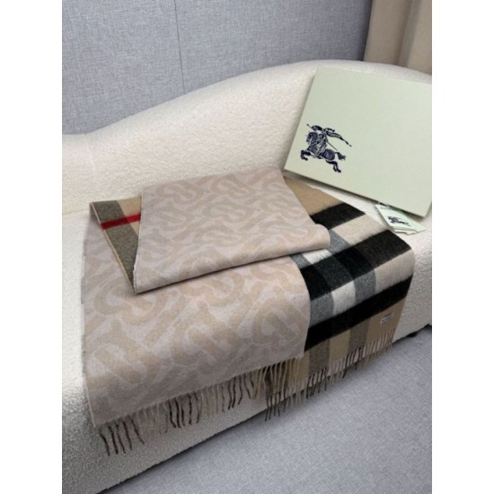Premio Replica Sciarpa reversibile TB cashmere/lana con motivo a quadri Burberry 30 x 180 Beige/marrone Imitazioni False Online