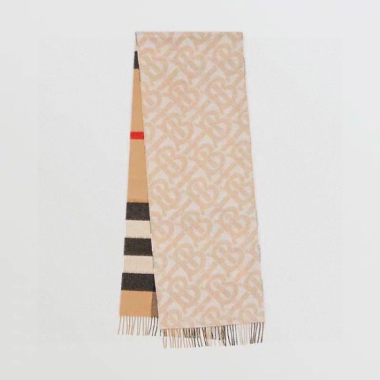 Premio Replica Sciarpa reversibile TB cashmere/lana con motivo a quadri Burberry 30 x 180 Beige/marrone Imitazioni False Online