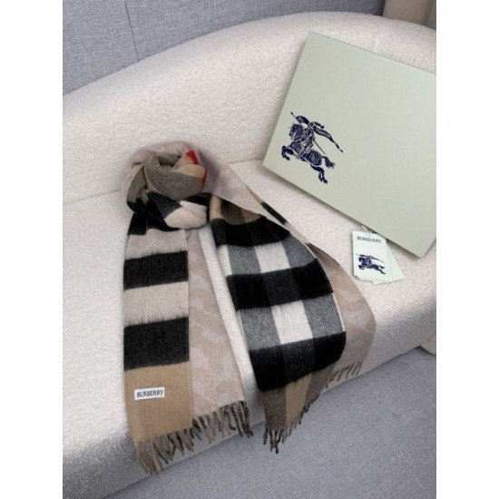 Premio Replica Sciarpa reversibile TB cashmere/lana con motivo a quadri Burberry 30 x 180 Beige/marrone Imitazioni False Online