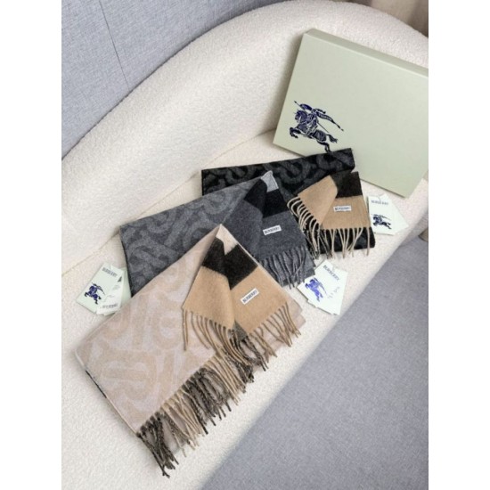 Premio Replica Sciarpa reversibile TB cashmere/lana con motivo a quadri Burberry 30 x 180 Beige/marrone Imitazioni False Online