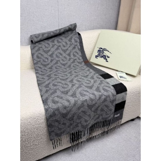 Premio Replica Sciarpa reversibile TB cashmere/lana con motivo a quadri Burberry 30 x 180 Nero Imitazioni False Online