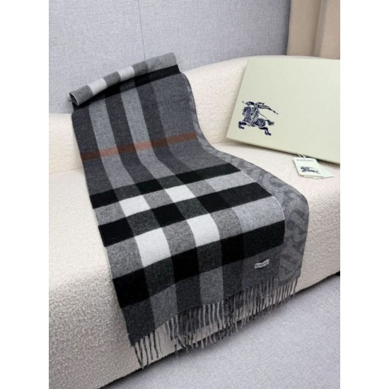 Premio Replica Sciarpa reversibile TB cashmere/lana con motivo a quadri Burberry 30 x 180 Nero Imitazioni False Online