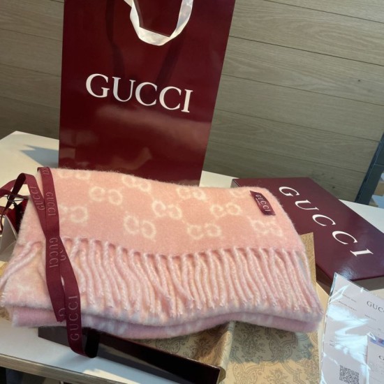 Premio Replica Sciarpa Gucci GG in misto lana alpaca 37 x 200 rosa Imitazioni False Online