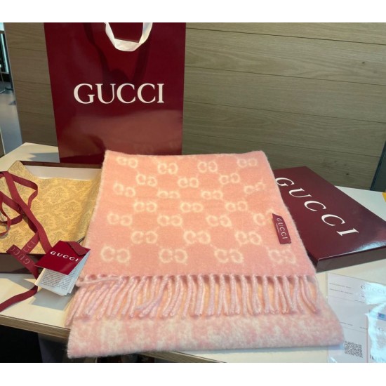 Premio Replica Sciarpa Gucci GG in misto lana alpaca 37 x 200 rosa Imitazioni False Online