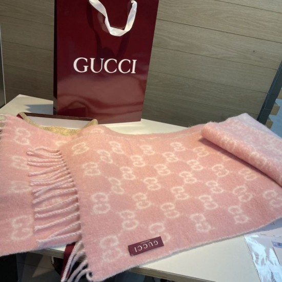 Premio Replica Sciarpa Gucci GG in misto lana alpaca 37 x 200 rosa Imitazioni False Online
