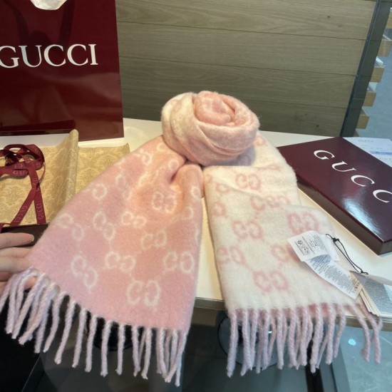 Premio Replica Sciarpa Gucci GG in misto lana alpaca 37 x 200 rosa Imitazioni False Online