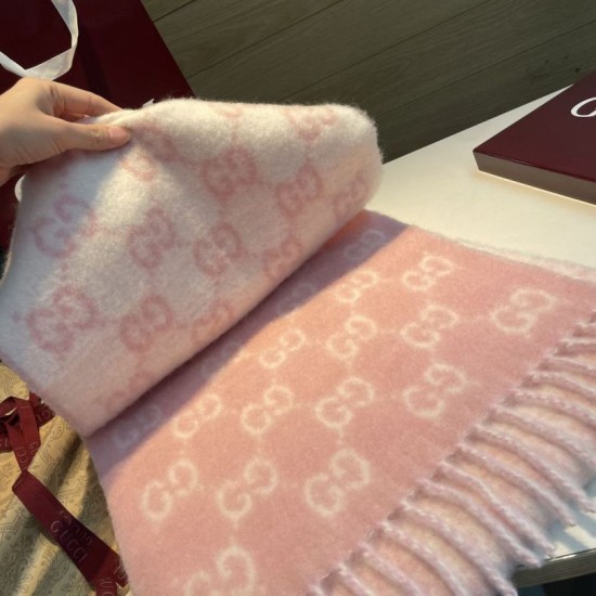 Premio Replica Sciarpa Gucci GG in misto lana alpaca 37 x 200 rosa Imitazioni False Online