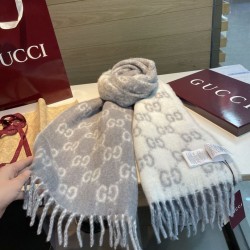 Premio Replica Sciarpa Gucci GG in misto lana alpaca 37 x 200 Grigio Imitazioni False Online