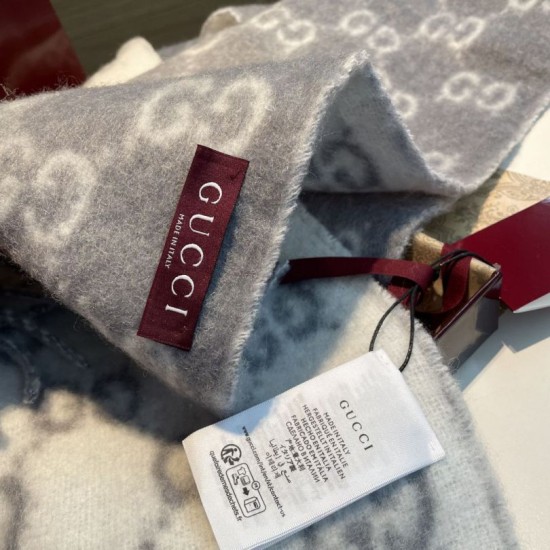 Premio Replica Sciarpa Gucci GG in misto lana alpaca 37 x 200 Grigio Imitazioni False Online