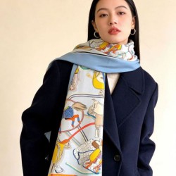 Premio Replica Scialle reversibile Gucci velluto con stampa cavalli 140 Azzurro Imitazioni False Online