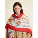 Premio Replica Scialle reversibile Gucci velluto con stampa cavalli 140 Rosso Imitazioni False Online