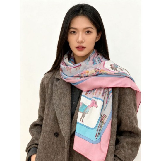 Premio Replica Scialle reversibile Gucci velluto con stampa cavalli 140 Rosa Imitazioni False Online