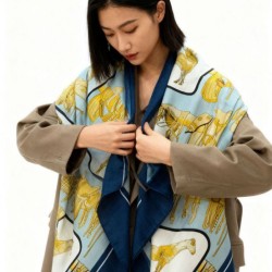Premio Replica Scialle reversibile Gucci velluto con stampa cavalli 140 Blu Imitazioni False Online