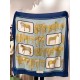 Premio Replica Scialle reversibile Gucci velluto con stampa cavalli 140 Blu Imitazioni False Online