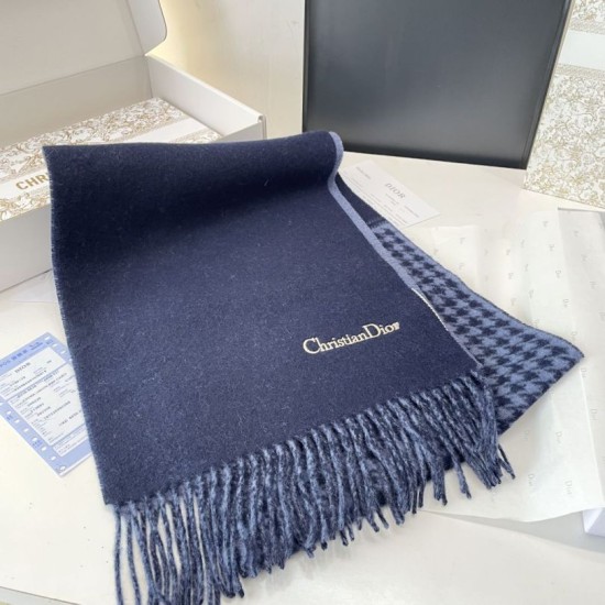 Premio Replica Sciarpe Dior misto lana e cashmere 32 x 200 Blu Imitazioni False Online