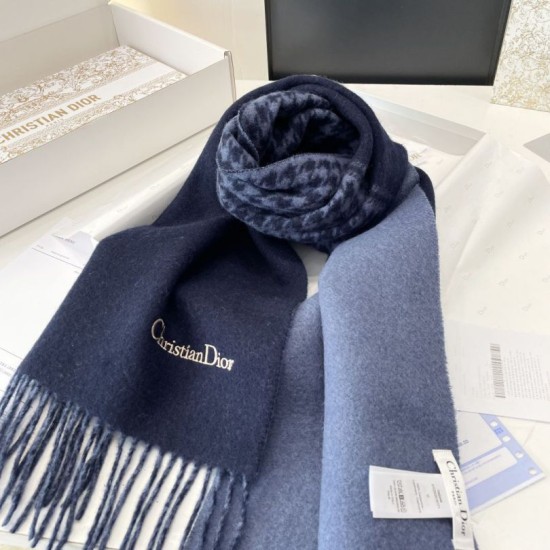 Premio Replica Sciarpe Dior misto lana e cashmere 32 x 200 Blu Imitazioni False Online