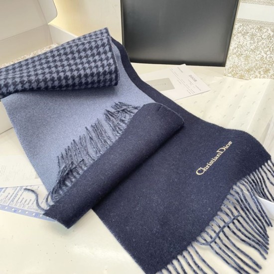 Premio Replica Sciarpe Dior misto lana e cashmere 32 x 200 Blu Imitazioni False Online