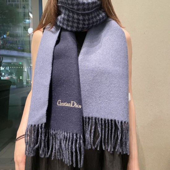 Premio Replica Sciarpe Dior misto lana e cashmere 32 x 200 Blu Imitazioni False Online