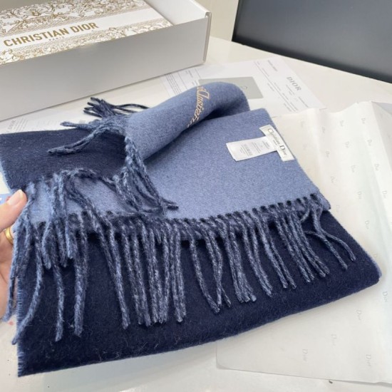 Premio Replica Sciarpe Dior misto lana e cashmere 32 x 200 Blu Imitazioni False Online