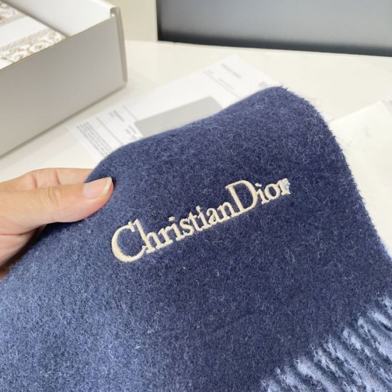 Premio Replica Sciarpe Dior misto lana e cashmere 32 x 200 Blu Imitazioni False Online