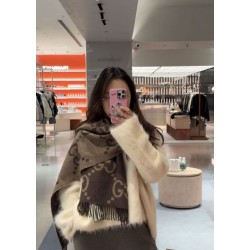 Premio Replica Sciarpa Gucci GG Cashmere Jacquard marrone 35 x 190 Imitazioni False Online