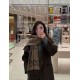 Premio Replica Sciarpa Gucci GG Cashmere Jacquard marrone 35 x 190 Imitazioni False Online