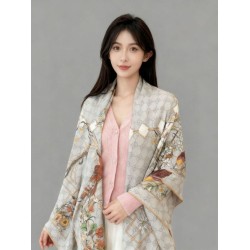 Premio Replica Fazzoletto Sciarpa Gucci seta e cashmere con stampa animalier/floreale 140 01 Imitazioni False Online