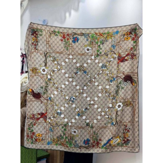 Premio Replica Fazzoletto Sciarpa Gucci seta e cashmere con stampa animalier/floreale 140 03 Imitazioni False Online