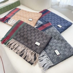 Premio Replica Scialle/sciarpa classica cashmere Gucci 36 x 180 Blu Imitazioni False Online