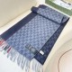 Premio Replica Scialle/sciarpa classica cashmere Gucci 36 x 180 Blu Imitazioni False Online