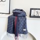 Premio Replica Scialle/sciarpa classica cashmere Gucci 36 x 180 Blu Imitazioni False Online