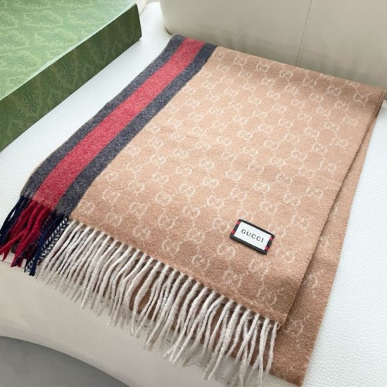 Premio Replica Scialle/sciarpa classica cashmere Gucci 36 x 180 albicocca Imitazioni False Online
