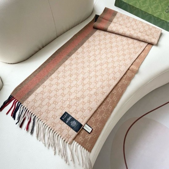 Premio Replica Scialle/sciarpa classica cashmere Gucci 36 x 180 albicocca Imitazioni False Online