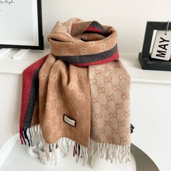 Premio Replica Scialle/sciarpa classica cashmere Gucci 36 x 180 albicocca Imitazioni False Online