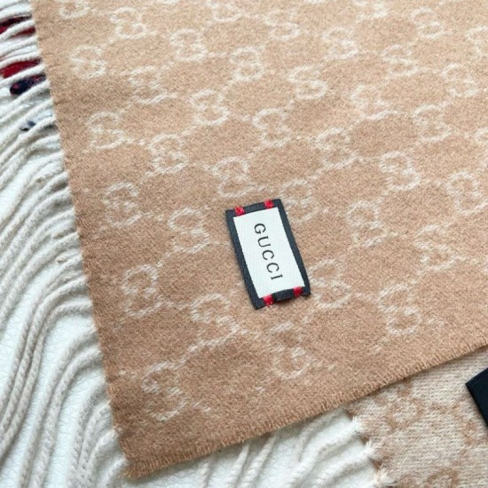 Premio Replica Scialle/sciarpa classica cashmere Gucci 36 x 180 albicocca Imitazioni False Online