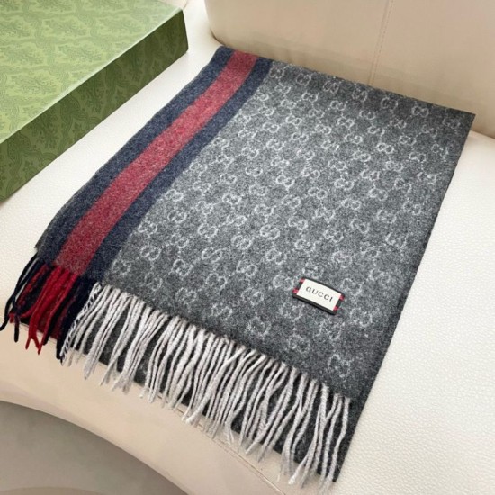 Premio Replica Scialle/sciarpa classica cashmere Gucci 36 x 180  Grigio Imitazioni False Online