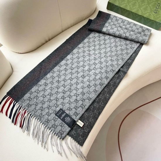 Premio Replica Scialle/sciarpa classica cashmere Gucci 36 x 180  Grigio Imitazioni False Online