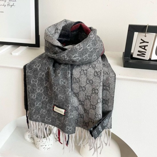 Premio Replica Scialle/sciarpa classica cashmere Gucci 36 x 180  Grigio Imitazioni False Online