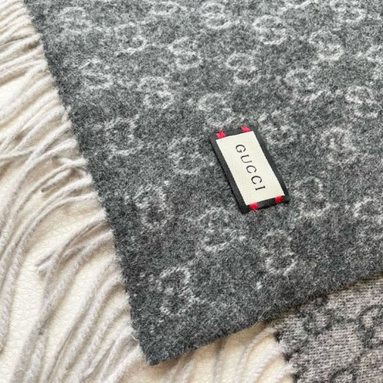 Premio Replica Scialle/sciarpa classica cashmere Gucci 36 x 180  Grigio Imitazioni False Online