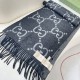 Premio Replica Sciarpa reversibile Gucci GG cashmere Nero 50 x 190 Imitazioni False Online