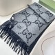 Premio Replica Sciarpa reversibile Gucci GG cashmere Nero 50 x 190 Imitazioni False Online