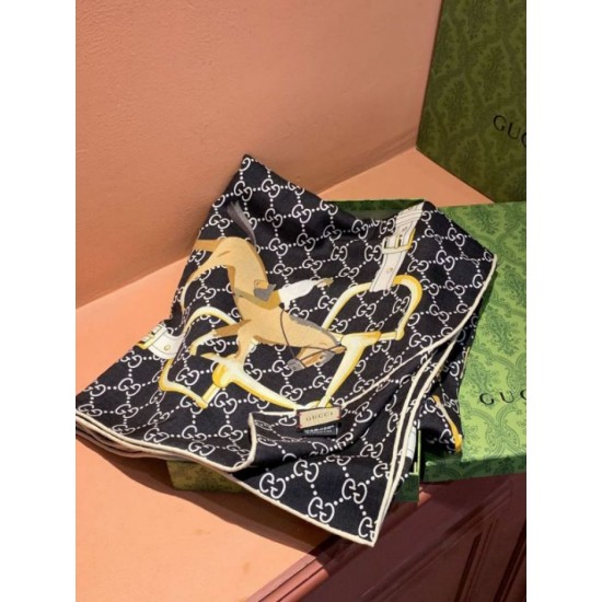 Premio Replica Scialle reversibile seta e lana Gucci con motivo a sella da equitazione 140  Imitazioni False Online