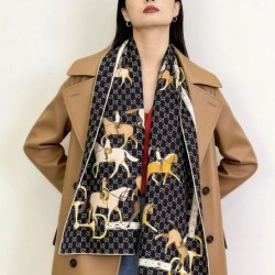 Premio Replica Scialle reversibile seta e lana Gucci con motivo a sella da equitazione 140  Imitazioni False Online