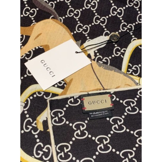 Premio Replica Scialle reversibile seta e lana Gucci con motivo a sella da equitazione 140  Imitazioni False Online