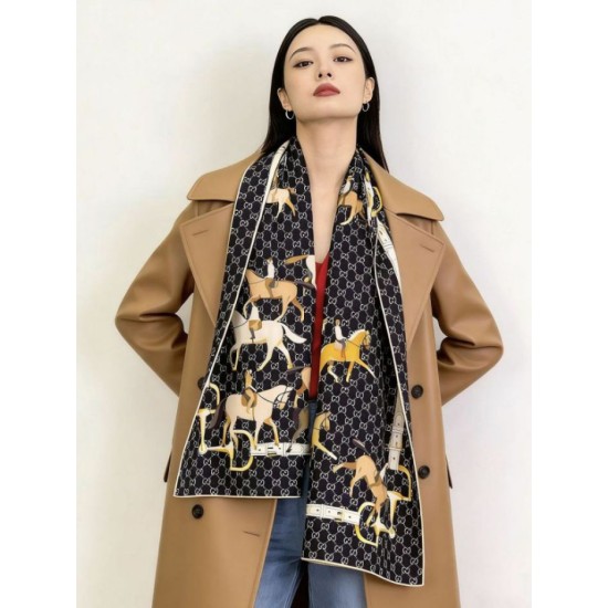 Premio Replica Scialle reversibile seta e lana Gucci con motivo a sella da equitazione 140  Imitazioni False Online